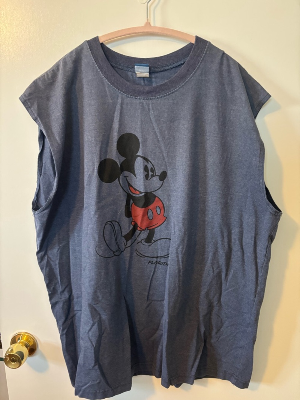 Disney Pale Blue Muscle Tee Tank with Classic Mickey Graphic